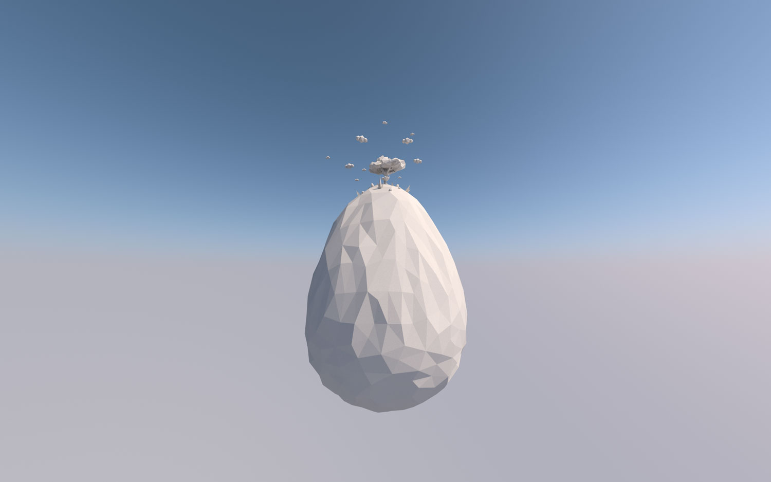 3D model egg from side with sunshine