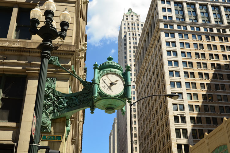 Old clock in Chicago street