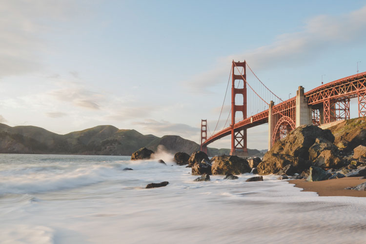 Golden Gate Bridge with Waves