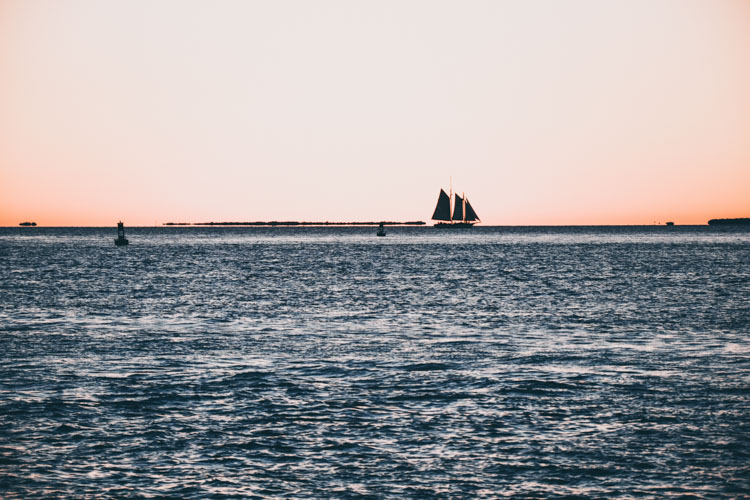 Sunset with boat in Key West